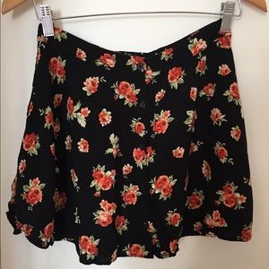 Black, orange floral mini skirt